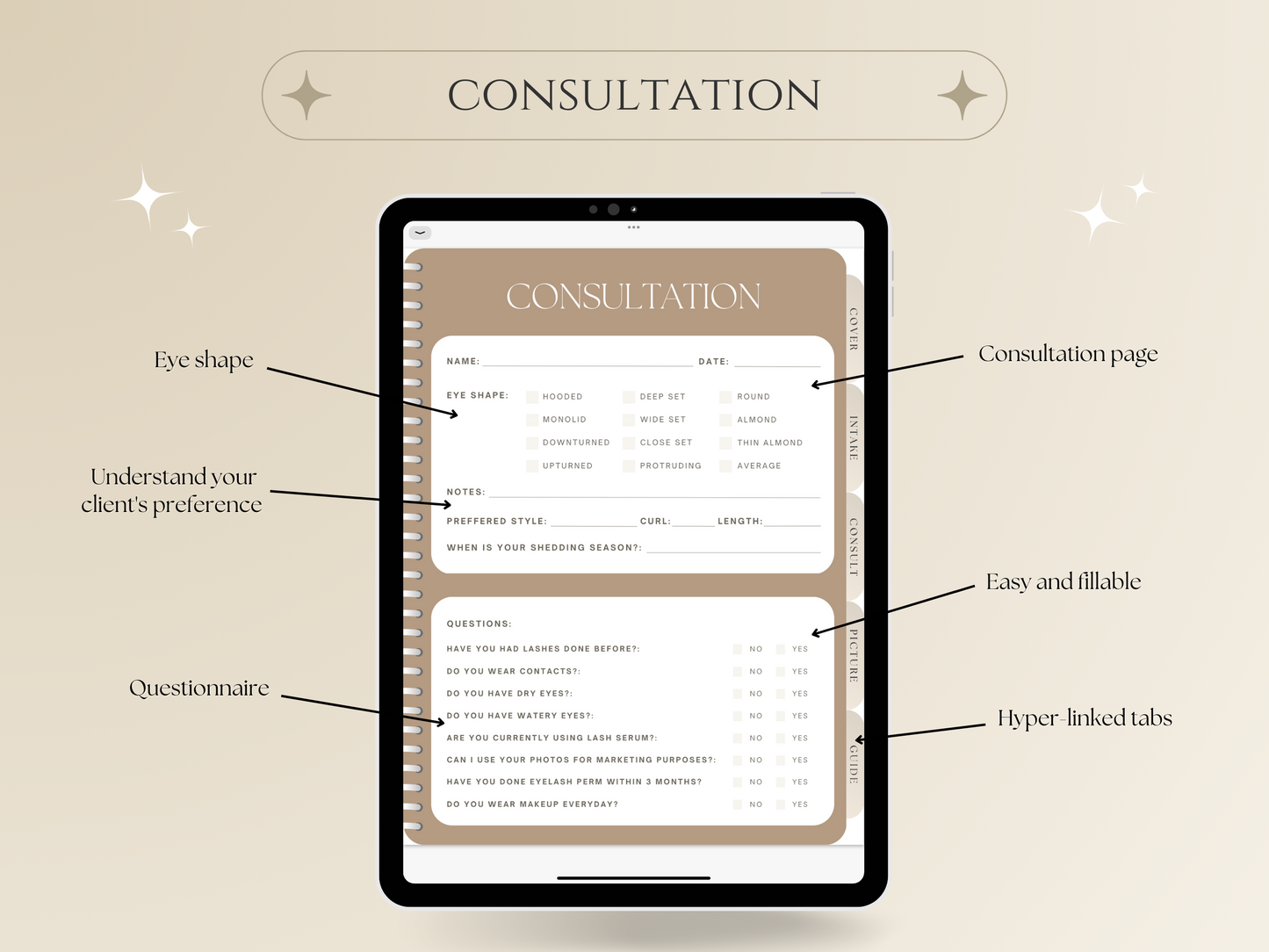 Digital Eyelash Extension Consultation Book